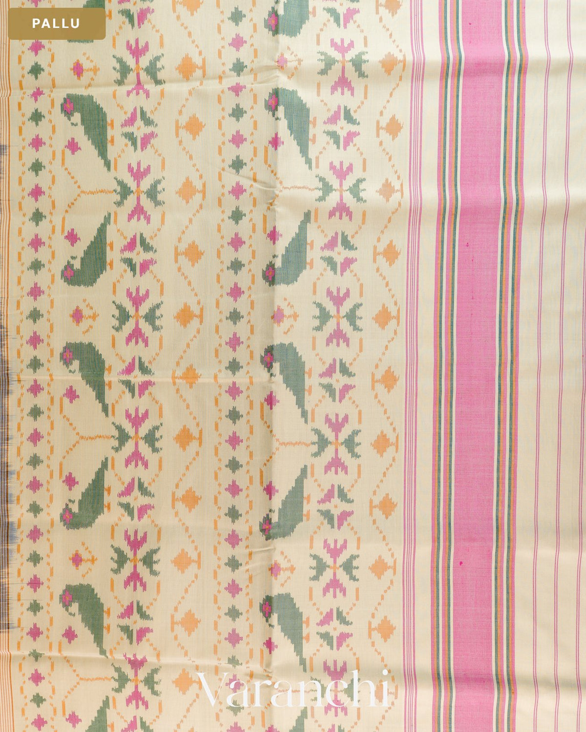 Magenta Pure Rajkot Patola Silk Handloom Saree — Pallu