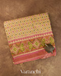 Ivory Pure Rajkot Patola Silk Handloom Saree — Folded