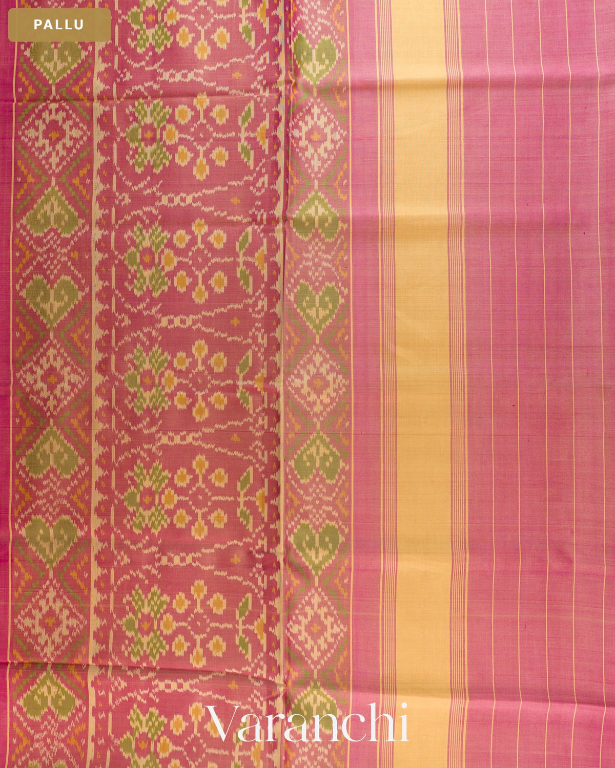 Ivory Pure Rajkot Patola Silk Handloom Saree — Pallu