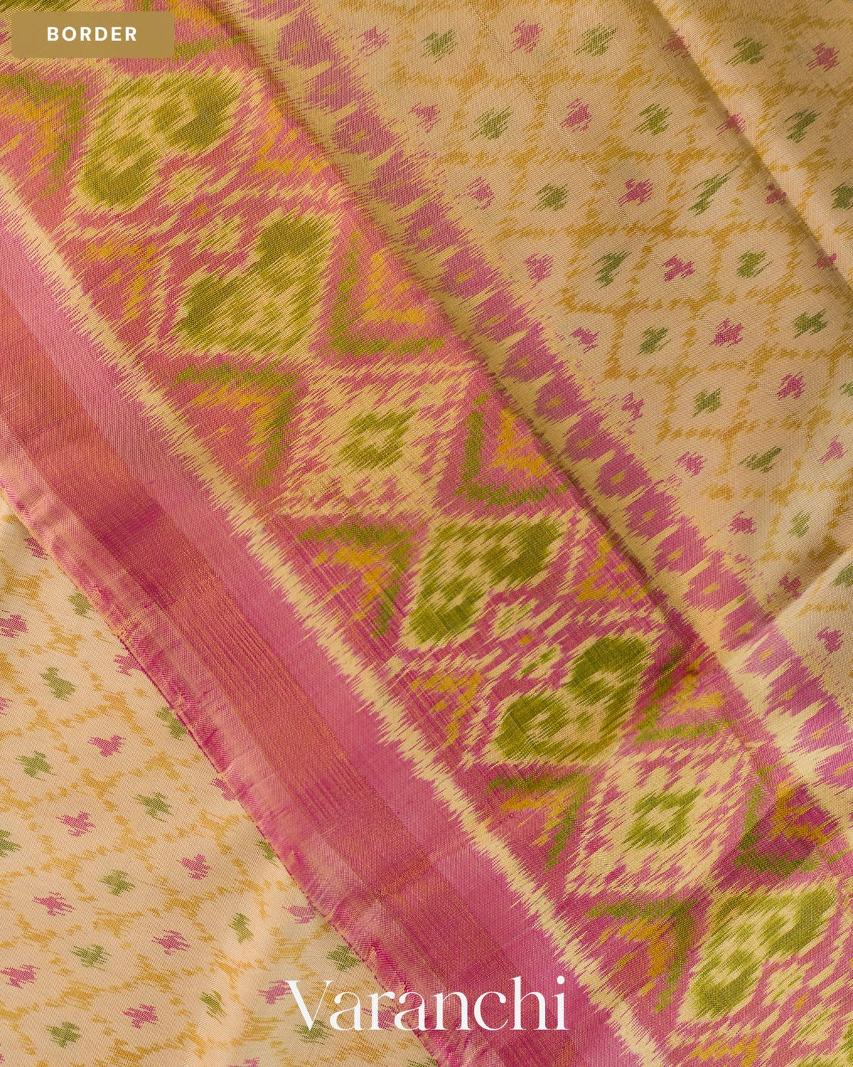 Ivory Pure Rajkot Patola Silk Handloom Saree — Border