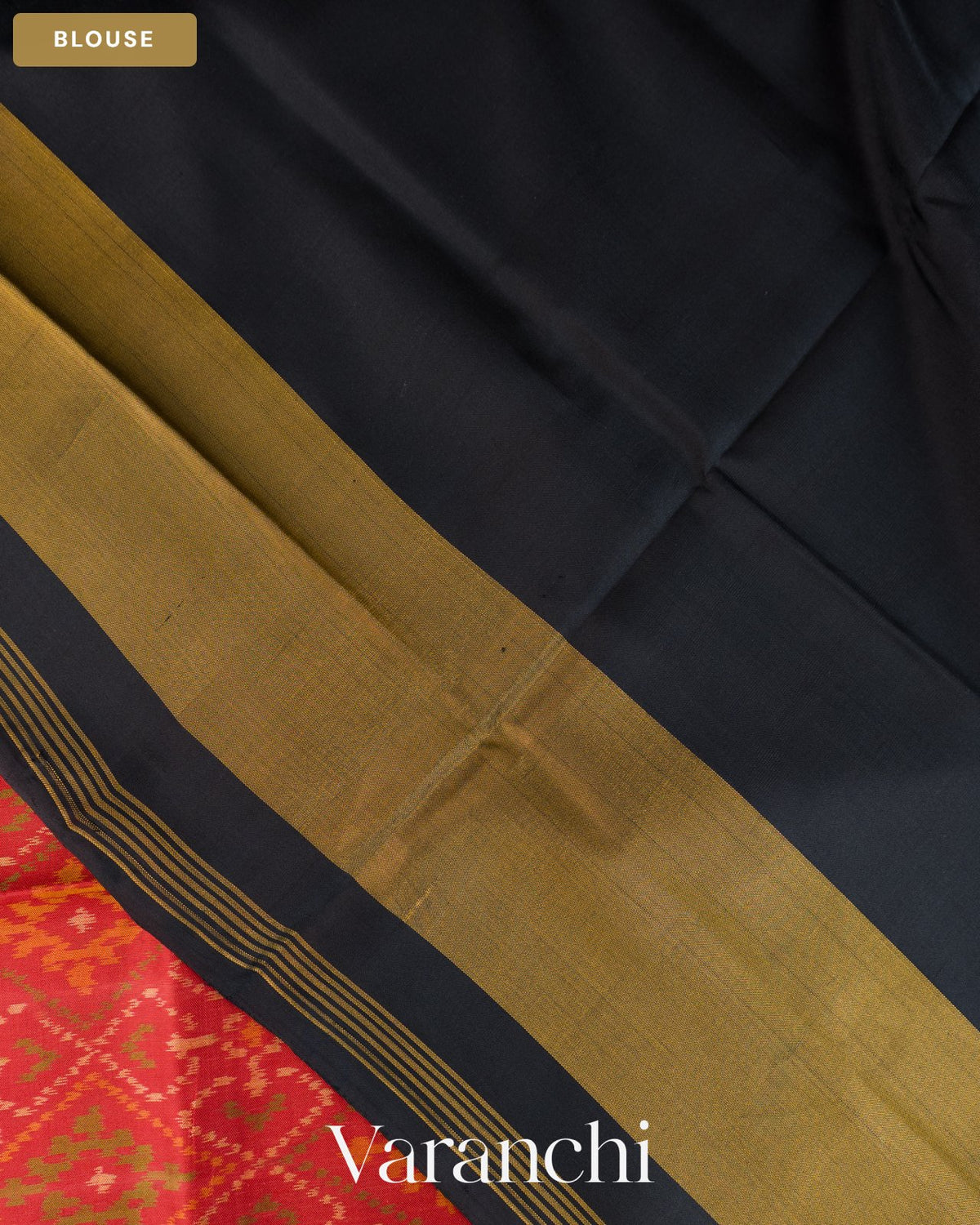 Coral Red Pure Rajkot Patola Silk Handloom Saree — Blouse