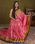 Pink Pure Rajkot Patola Silk Handloom Saree — Draped