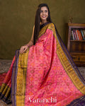 Pink Pure Rajkot Patola Silk Handloom Saree — Draped