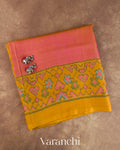 Muted Pink Pure Rajkot Patola Silk Handloom Saree — Folded