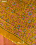 Muted Pink Pure Rajkot Patola Silk Handloom Saree — Blouse