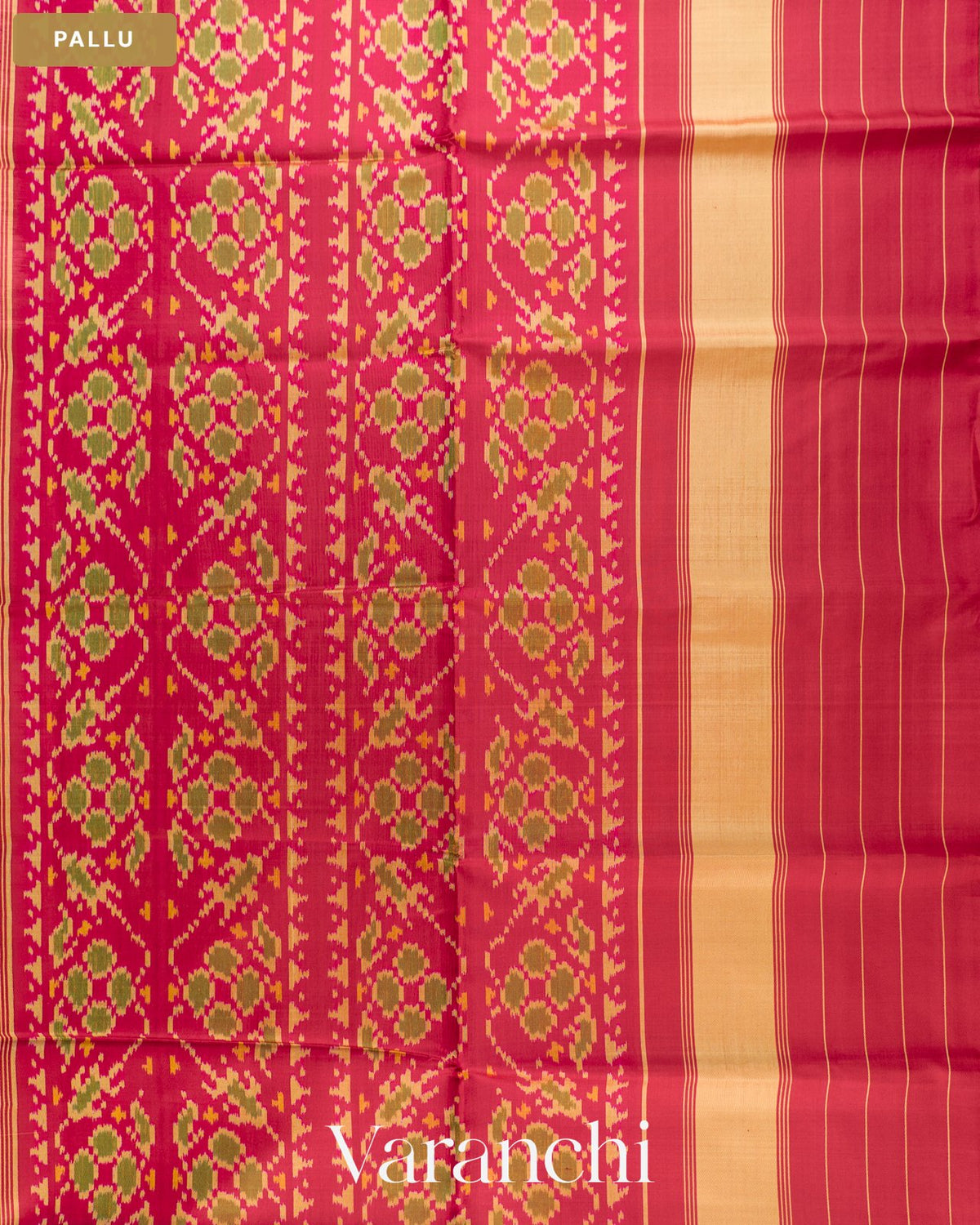 Mauve Pink Pure Rajkot Patola Silk Handloom Saree — Pallu
