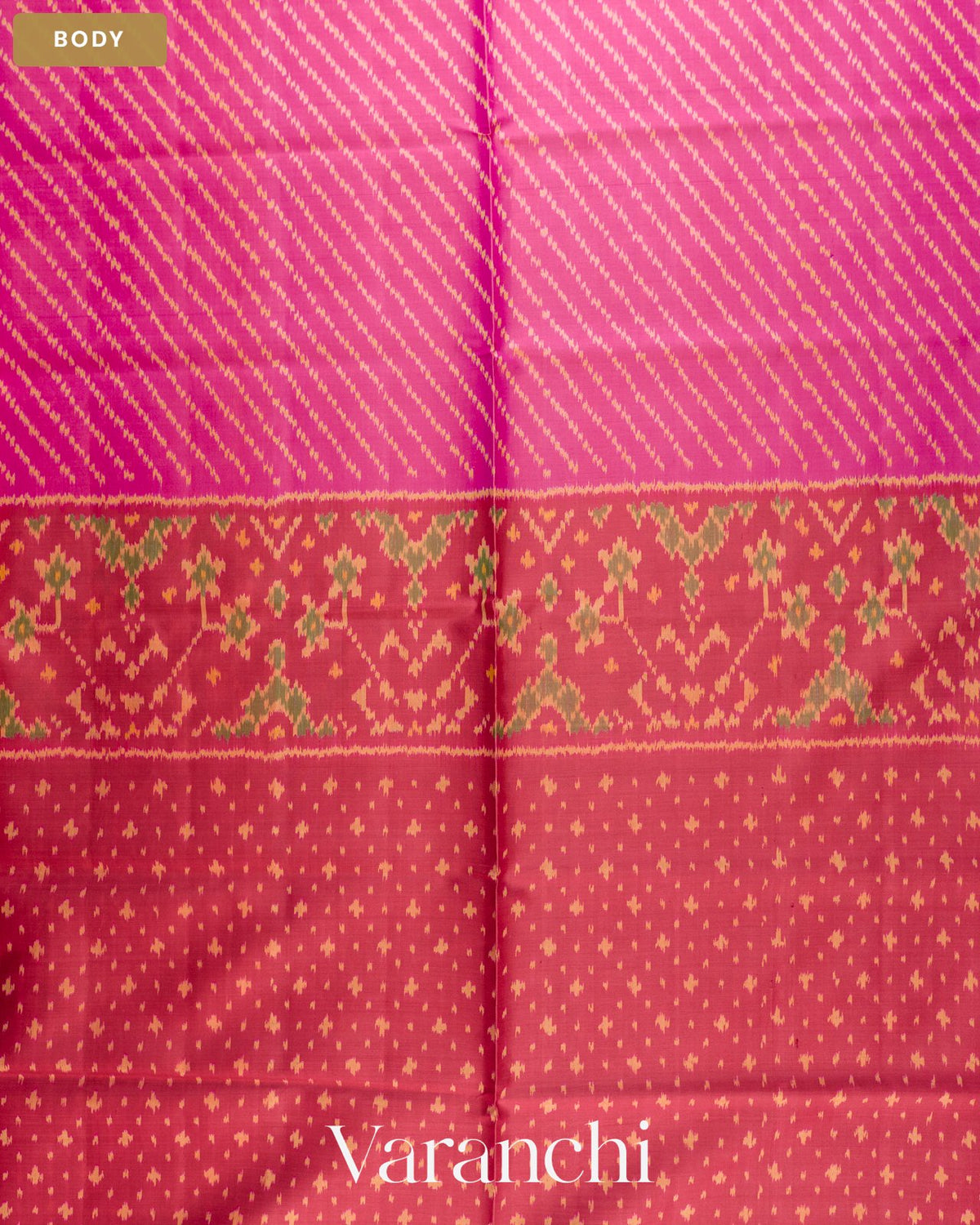 Mauve Pink Pure Rajkot Patola Silk Handloom Saree — Body