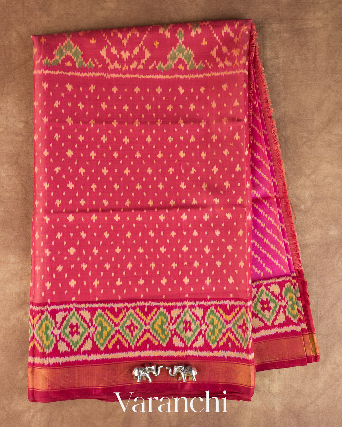 Mauve Pink Pure Rajkot Patola Silk Handloom Saree — Full Saree