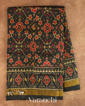 Jet Black Pure Rajkot Patola Silk Handloom Saree — Full Saree
