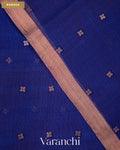Deep Royal Blue Sequin with Jamdani Paithani Pallu Pure Muslin Silk Handloom Saree — Border