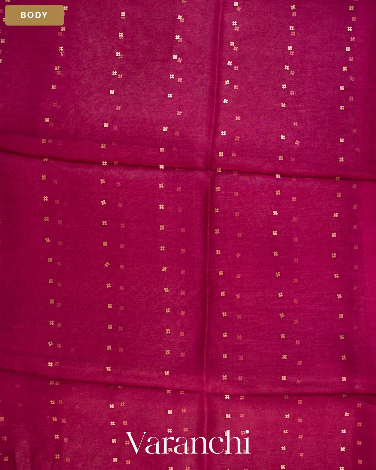Deep Magenta Sequin Jamdani Paithani Pallu Pure Muslin Silk Handloom Saree — Body