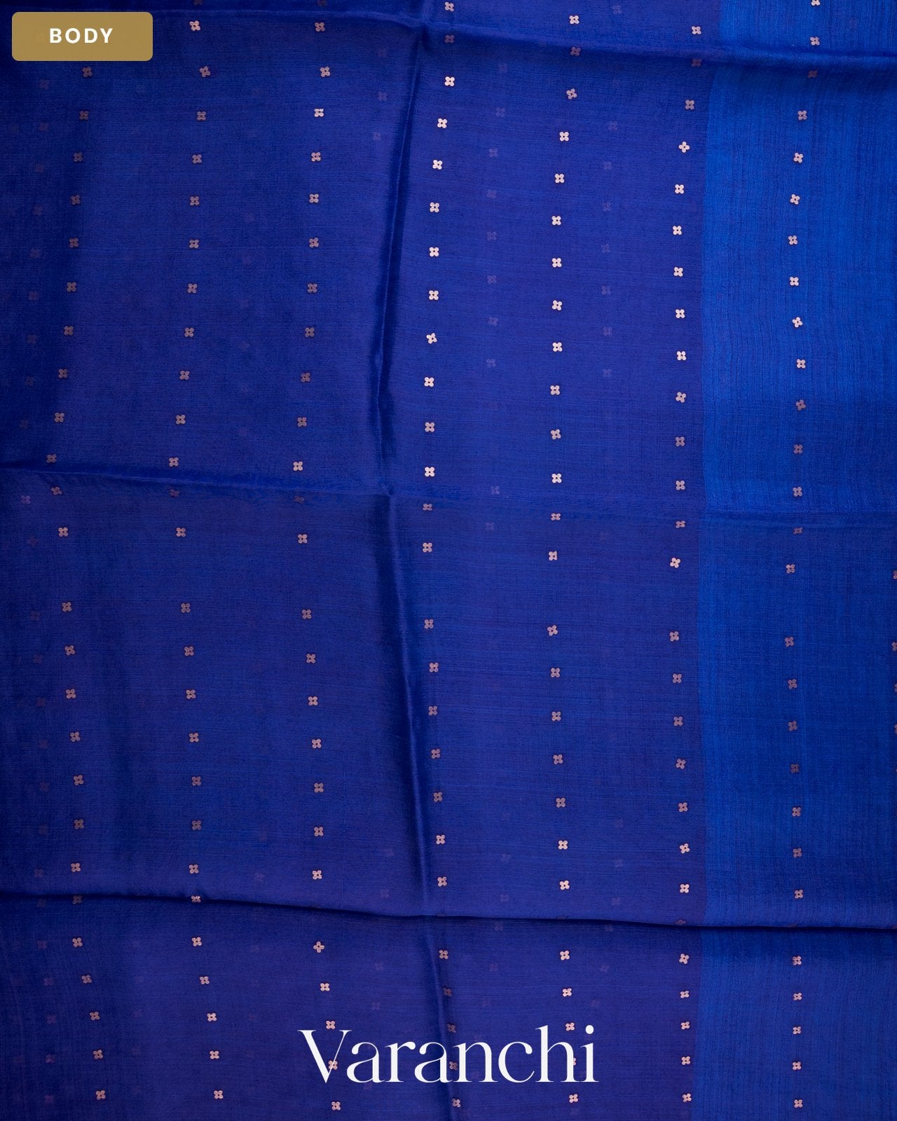 Royal Blue Sequin Jamdani Paithani Pallu Pure Muslin Silk Handloom Saree — Body