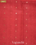 Coral Pink Sequin with Jamdani Paithani Pallu Pure Muslin Silk Handloom Saree — Body