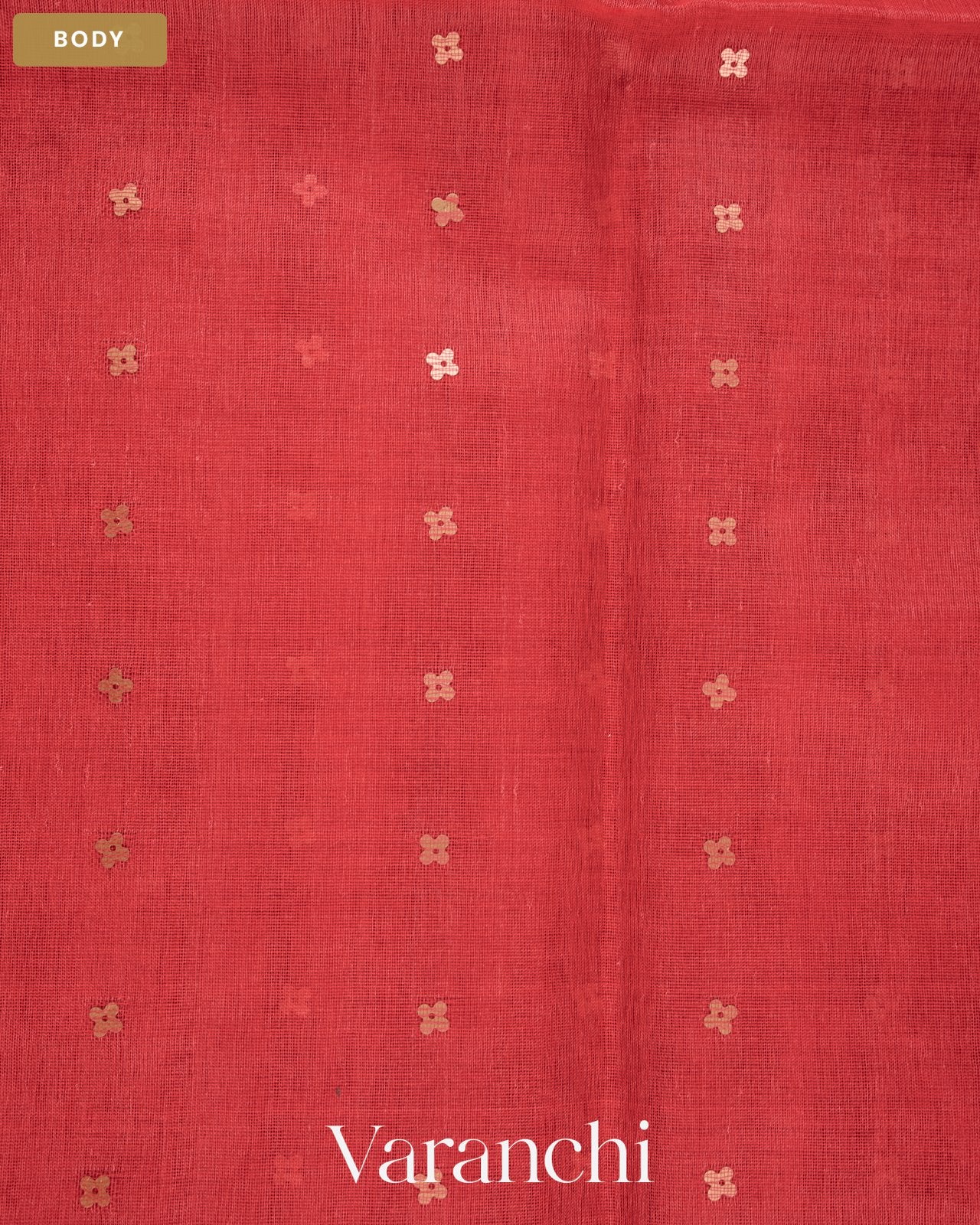 Coral Pink Sequin with Jamdani Paithani Pallu Pure Muslin Silk Handloom Saree — Body