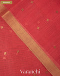 Coral Pink Sequin with Jamdani Paithani Pallu Pure Muslin Silk Handloom Saree — Border