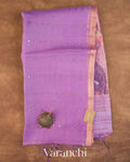 Lavender Sequin with Jamdani Paithani Pallu Pure Muslin Silk Handloom Saree — Full Saree