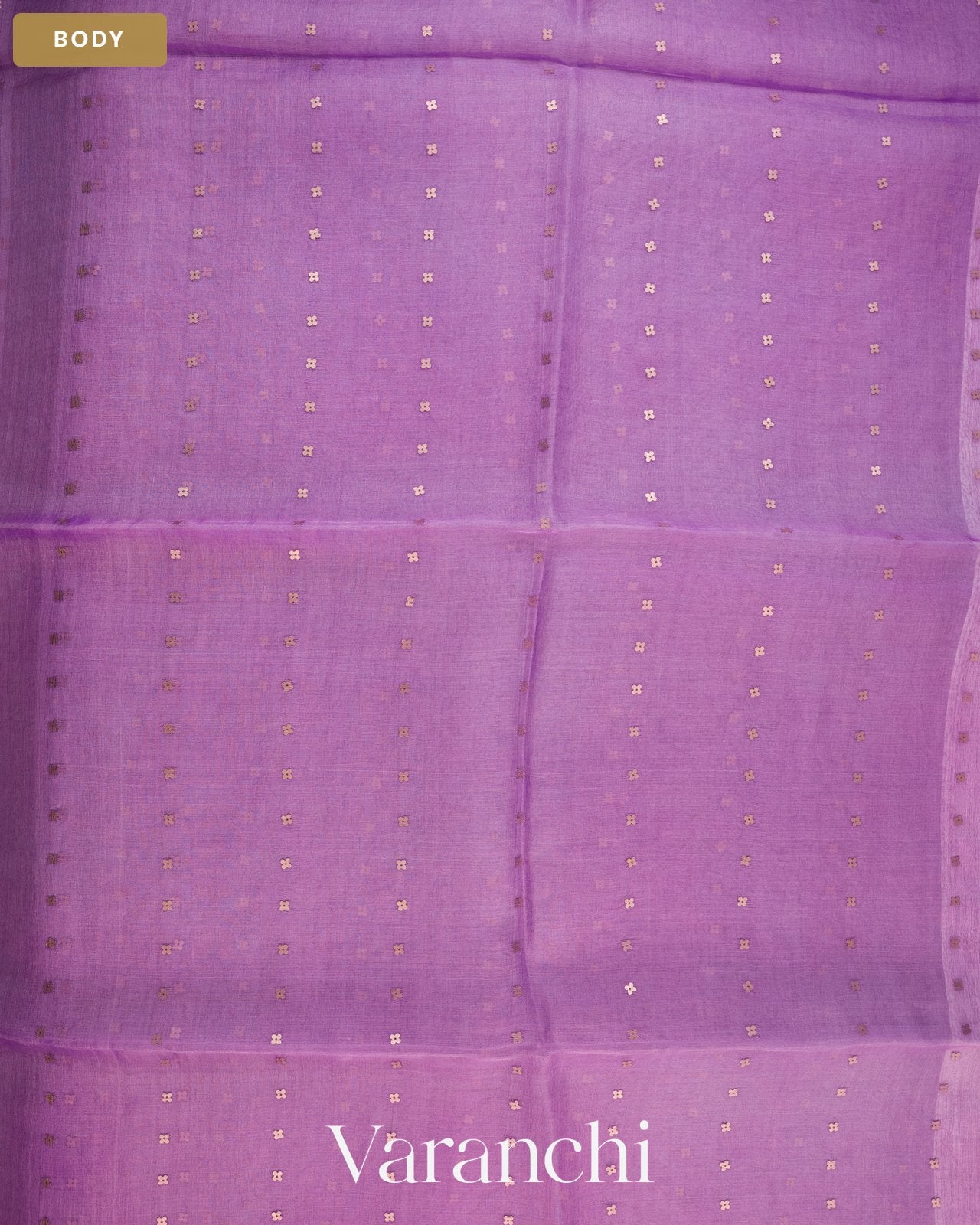 Lavender Sequin with Jamdani Paithani Pallu Pure Muslin Silk Handloom Saree — Body