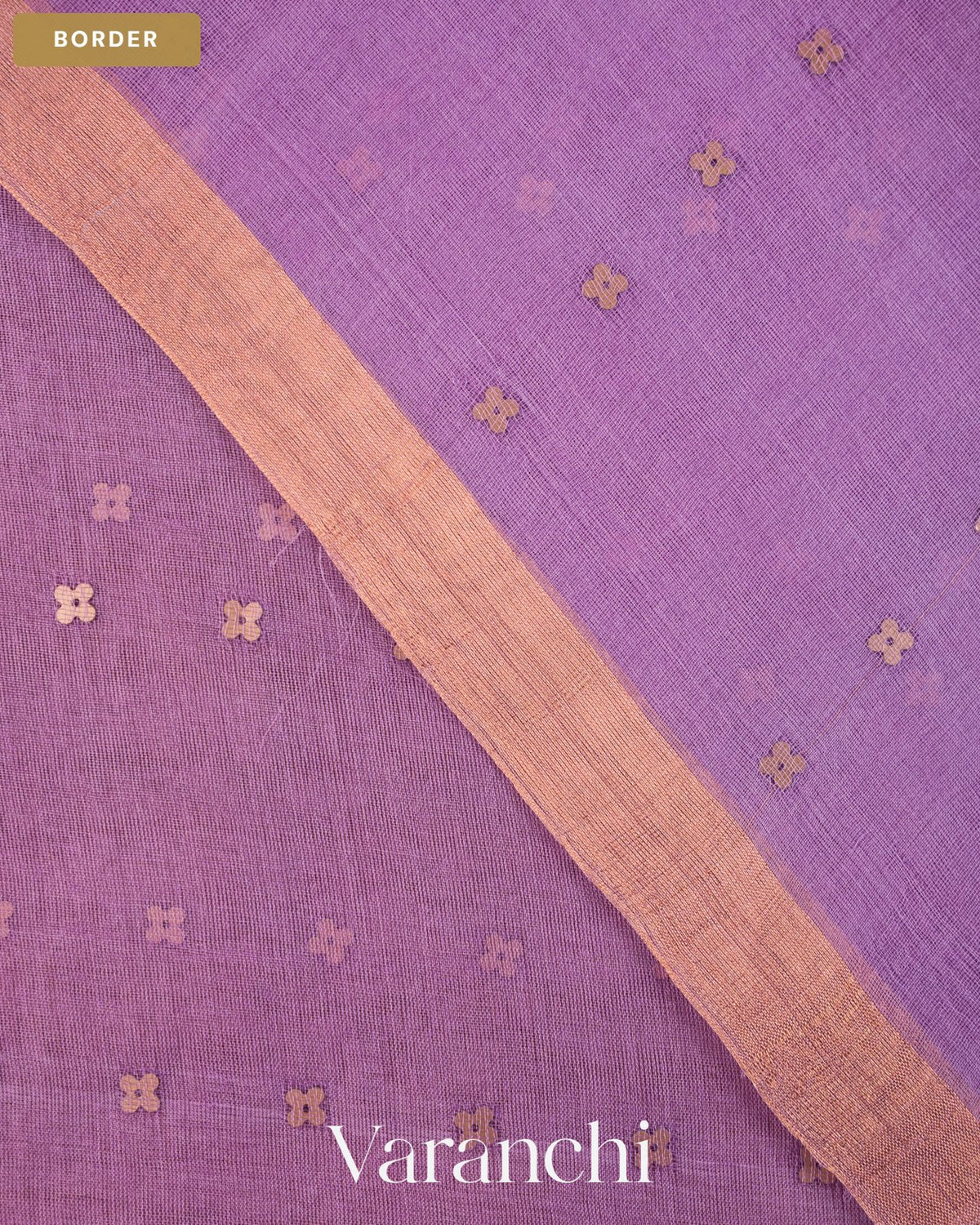 Lavender Sequin with Jamdani Paithani Pallu Pure Muslin Silk Handloom Saree — Border