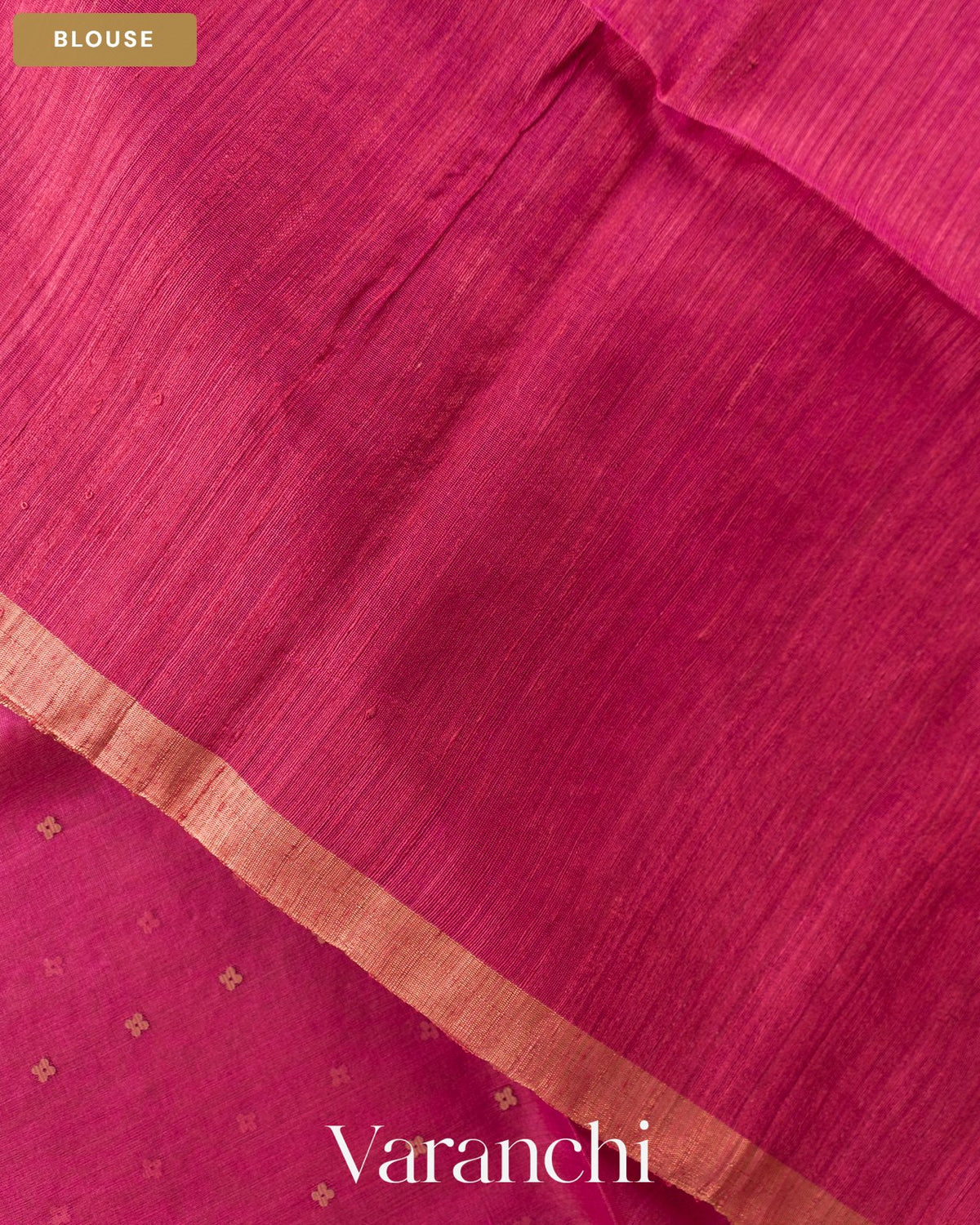 Rani Pink Sequin with Jamdani Paithani Pallu Pure Muslin Silk Handloom Saree — Blouse
