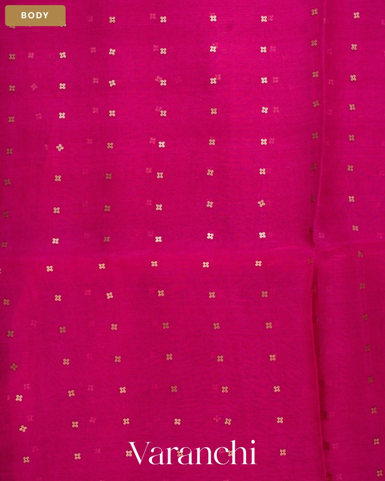 Rani Pink Sequin with Jamdani Paithani Pallu Pure Muslin Silk Handloom Saree — Body