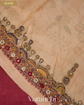 Deep Onion Pink Mirror Hand-Embroidered Pure Tussar Silk Handloom Saree — Blouse