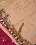 Deep Magenta Mirror Hand-Embroidered Pure Tussar Silk Handloom Saree — Blouse