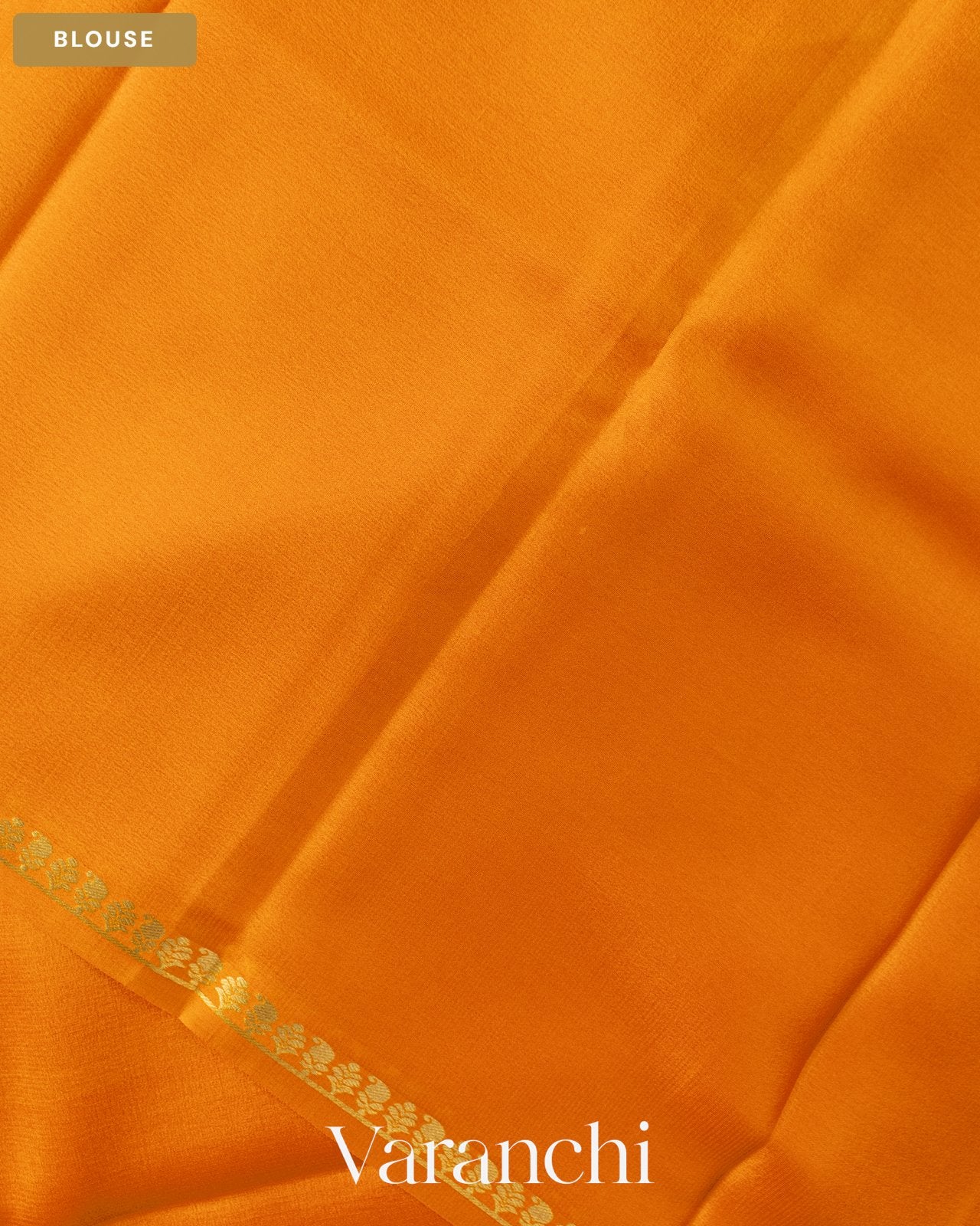 Turmeric Yellow Pure Mysore Crepe Silk Saree — Blouse