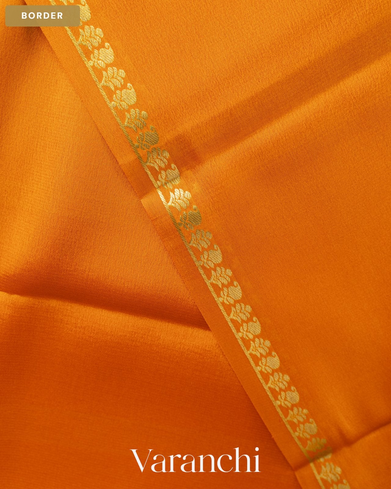 Turmeric Yellow Pure Mysore Crepe Silk Saree — Border