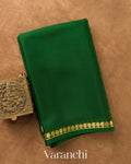 Bottle Green Pure Mysore Crepe Silk Saree — Folded