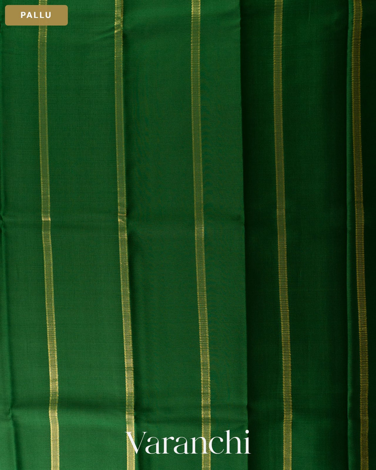 Bottle Green Pure Mysore Crepe Silk Saree — Pallu