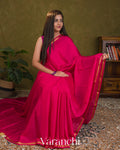 Rani Pink Pure Mysore Crepe Silk Saree — Draped
