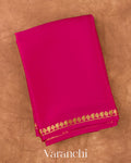 Rani Pink Pure Mysore Crepe Silk Saree — Folded