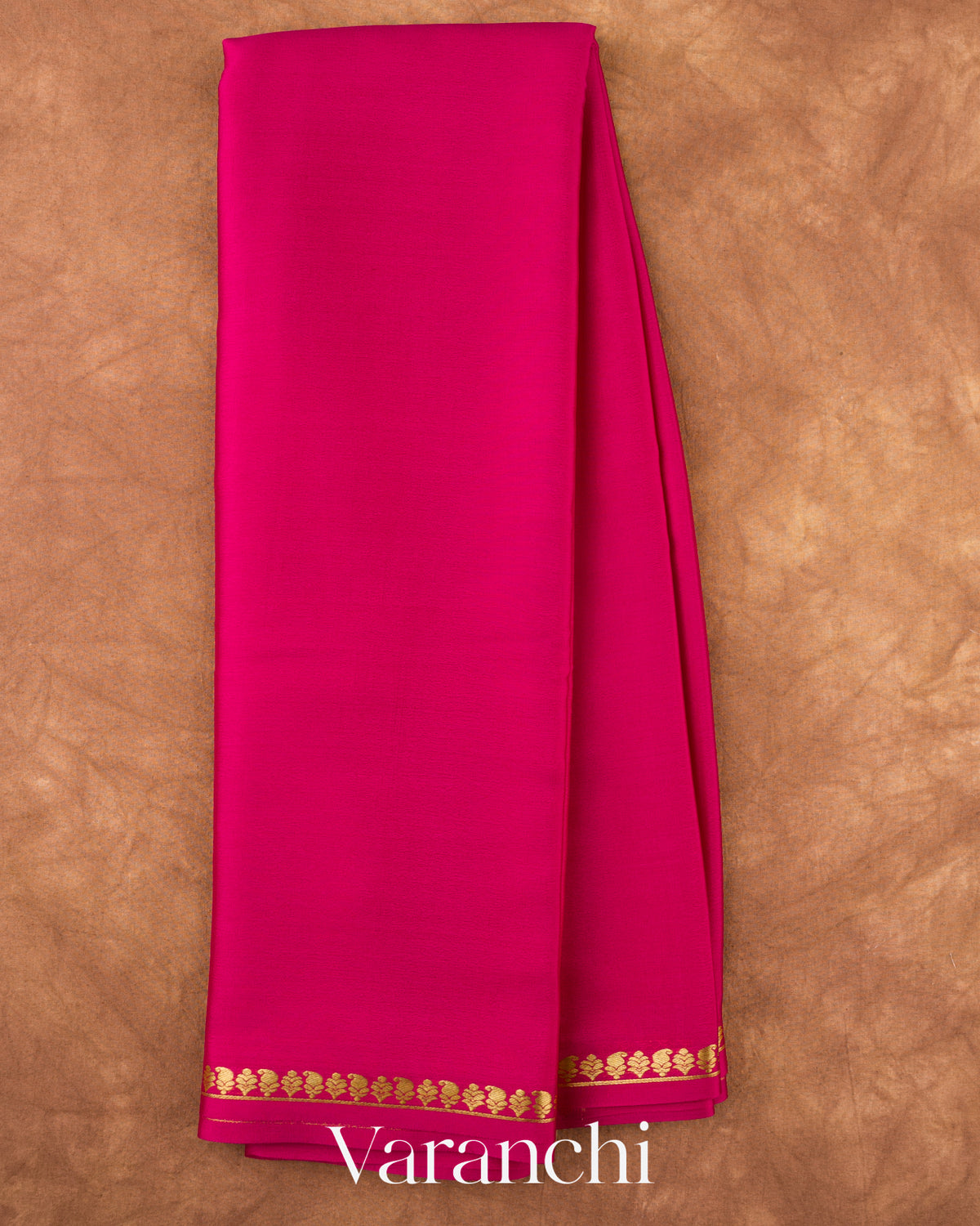 Rani Pink Pure Mysore Crepe Silk Saree — Full Saree