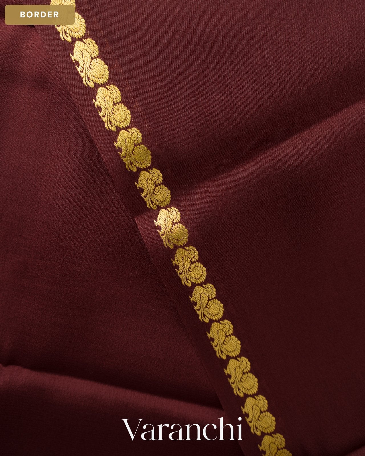 Coffee Brown Pure Mysore Crepe Silk Saree — Border