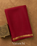 Maroon Pure Mysore Crepe Silk Saree — Folded