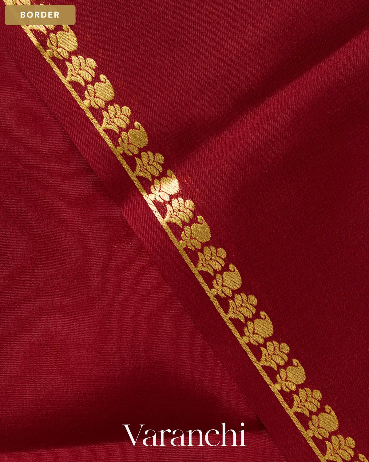Maroon Pure Mysore Crepe Silk Saree — Border