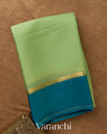 Pista Green Pure Mysore Crepe Silk Saree — Folded