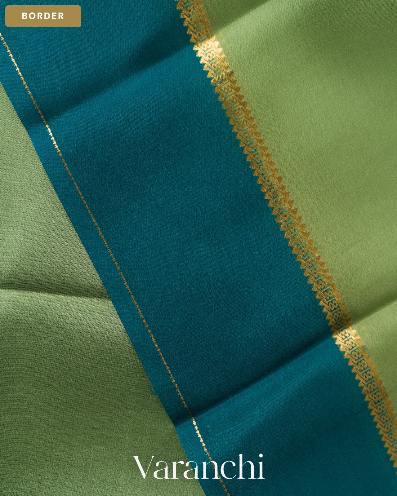 Pista Green Pure Mysore Crepe Silk Saree — Border
