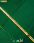 Bottle Green Pure Mysore Crepe Silk Saree — Blouse