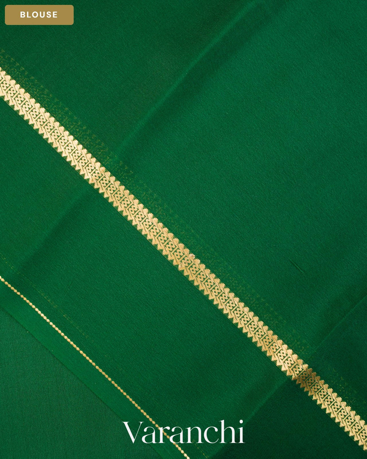 Bottle Green Pure Mysore Crepe Silk Saree — Blouse