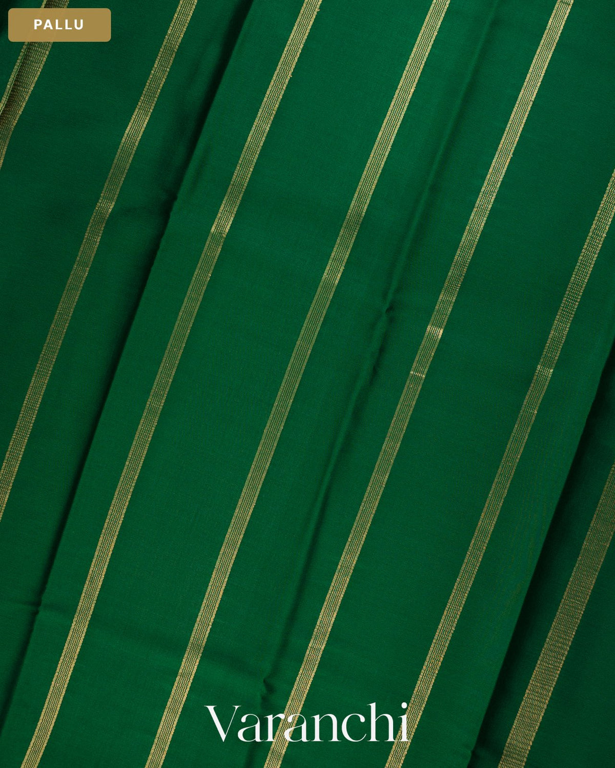 Bottle Green Pure Mysore Crepe Silk Saree — Pallu
