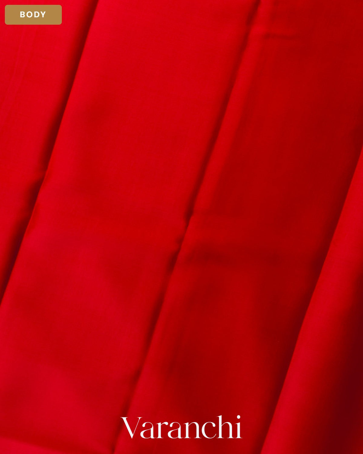 Bright Red Pure Mysore Crepe Silk Saree — Body