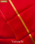 Bright Red Pure Mysore Crepe Silk Saree — Border