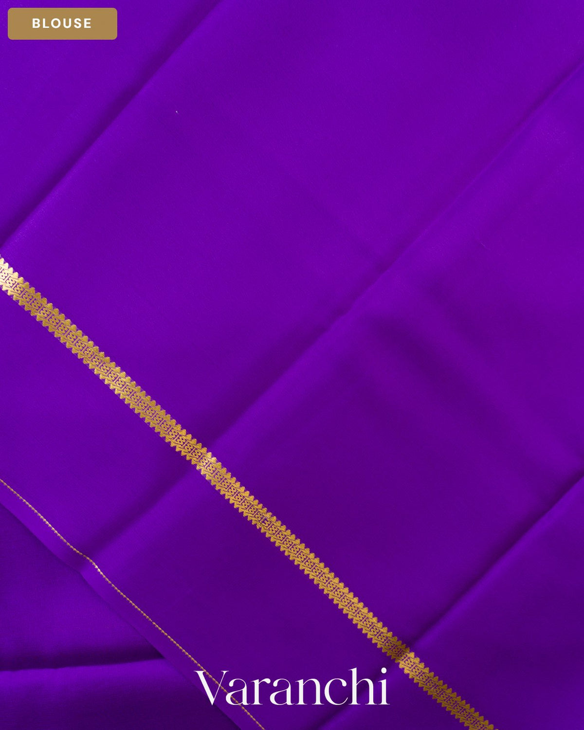 Bright Violet Pure Mysore Crepe Silk Saree — Blouse