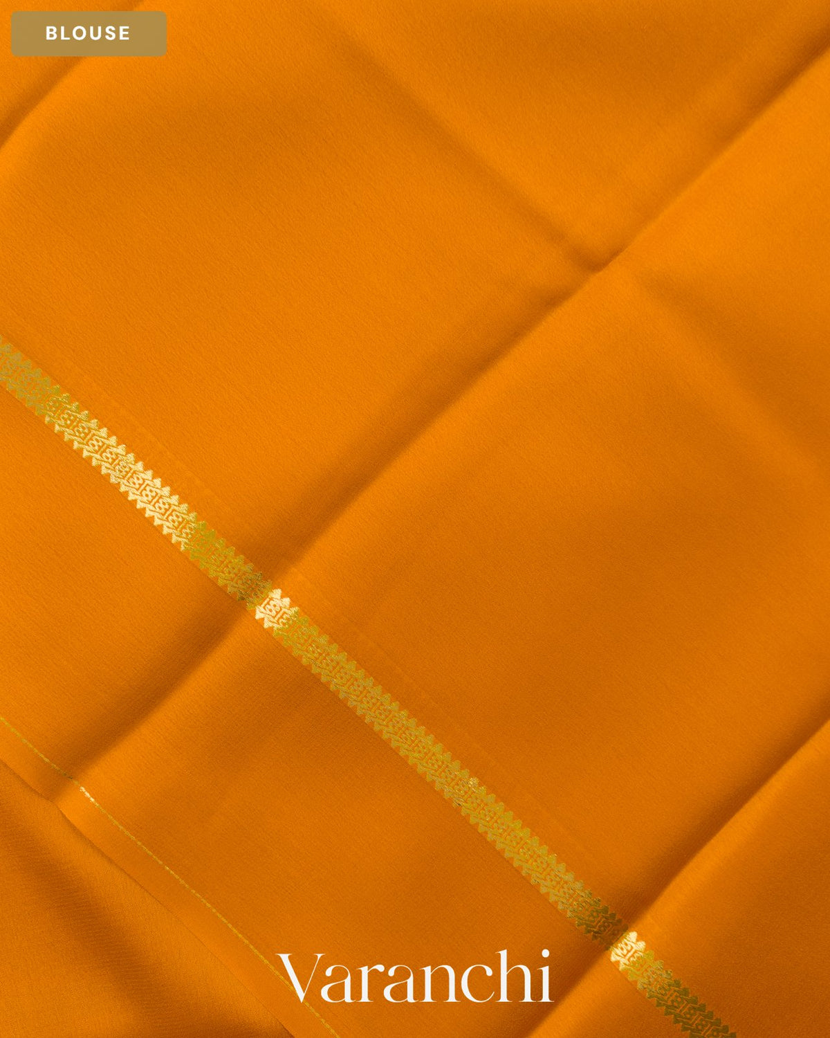 Mango Yellow Pure Mysore Crepe Silk Saree — Blouse