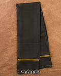 Black Pure Mysore Crepe Silk Saree — Full Saree
