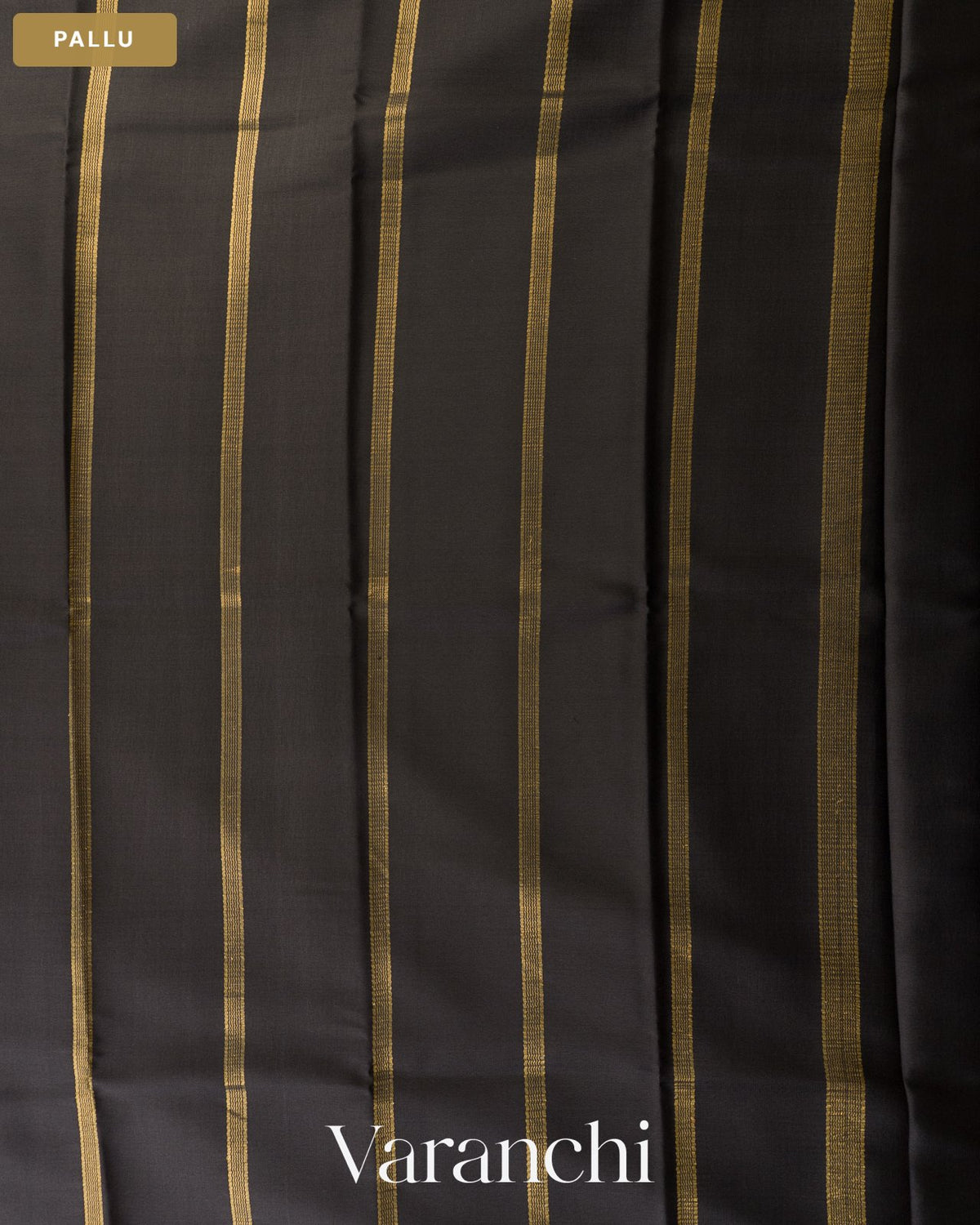Black Pure Mysore Crepe Silk Saree — Pallu