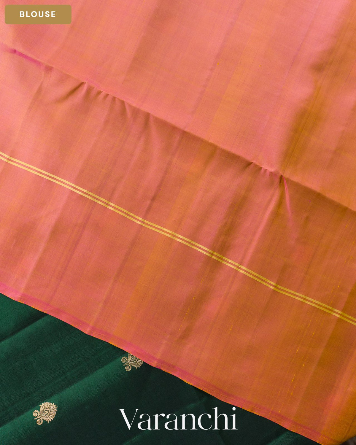 Bottle Green Pure Soft Silk Handloom Saree — Blouse