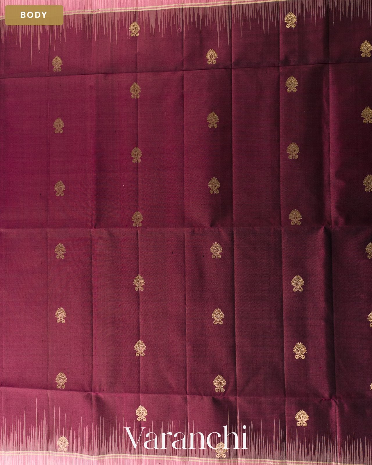 Deep Wine Pure Soft Silk Handloom Saree — Body