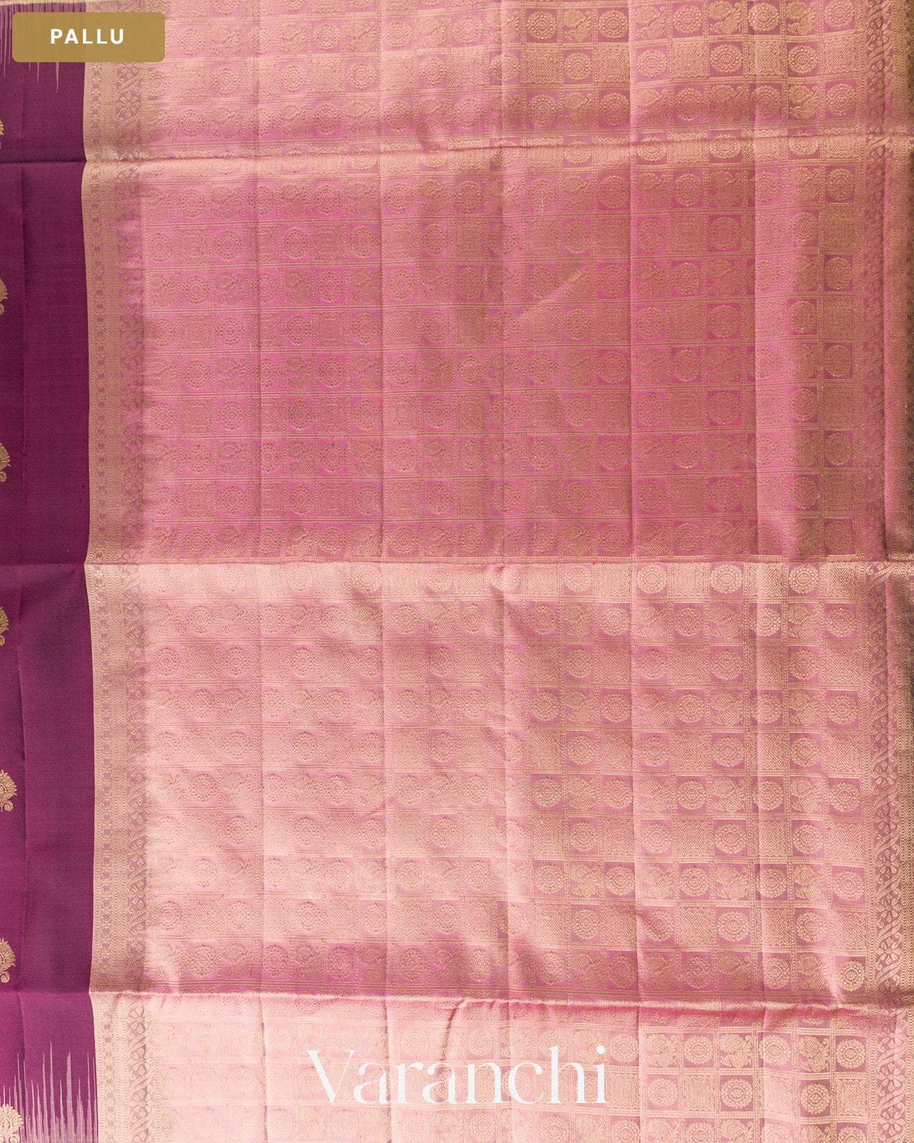 Deep Wine Pure Soft Silk Handloom Saree — Pallu